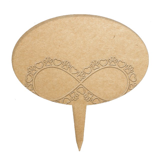 Infinite Love Dog Paw Print Cake Topper (Front)