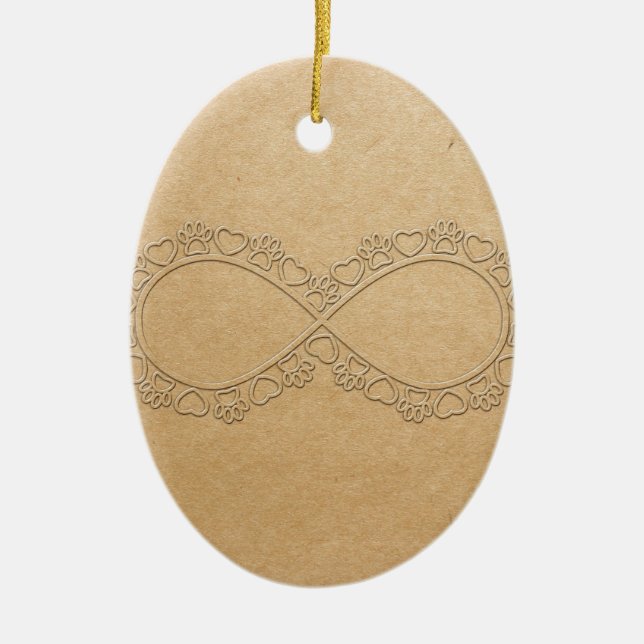 Infinite Love Dog Paw Print Ceramic Ornament (Front)