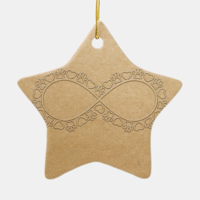 Infinite Love Dog Paw Print Ceramic Ornament (Front)