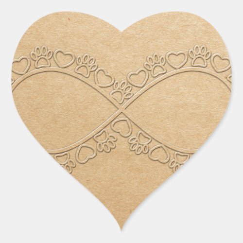 Infinite Love Dog Paw Print Heart Sticker