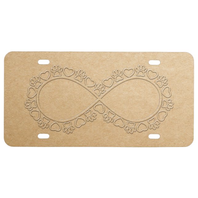 Infinite Love Dog Paw Print  License Plate (Front)