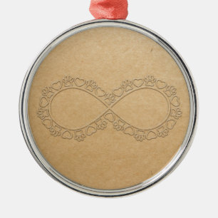 Infinite Love Dog Paw Print Metal Ornament