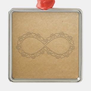 Infinite Love Dog Paw Print Metal Ornament