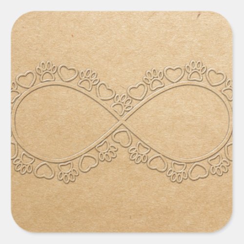 Infinite Love Dog Paw Print Square Sticker