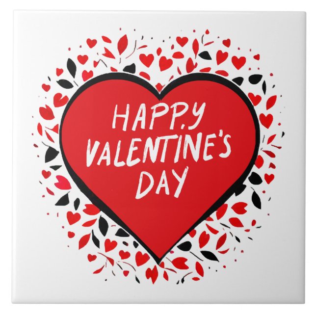 Infinite Love on Valentine's Day Ceramic Tile (Front)