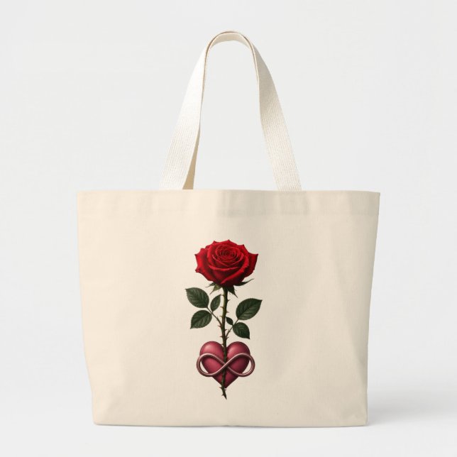 Infinite Love Rose Large Tote Bag (Front)