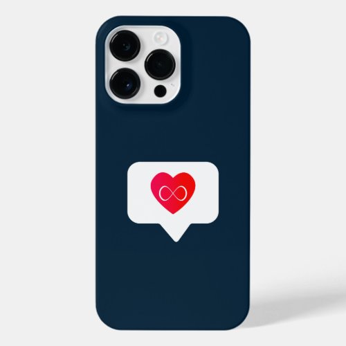 Infinite Love Symbol in Dark Blue in White iPhone 14 Pro Max Case