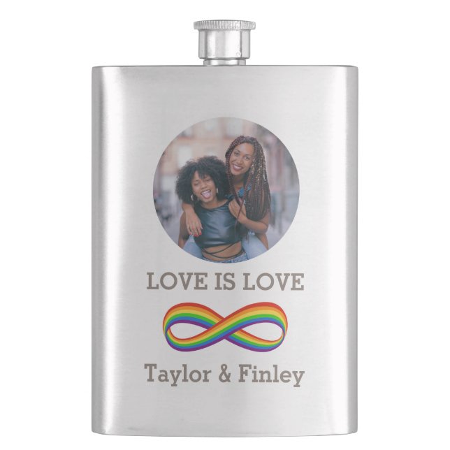      Infinite Rainbow Love Symbol Custom Gay Pride Flask (Front)