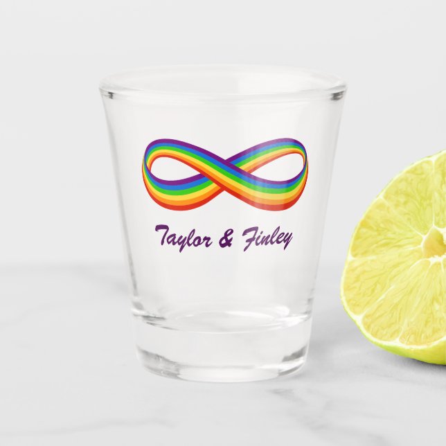 Infinite Rainbow Love Symbol Custom Gay Pride Shot Glass (Front)
