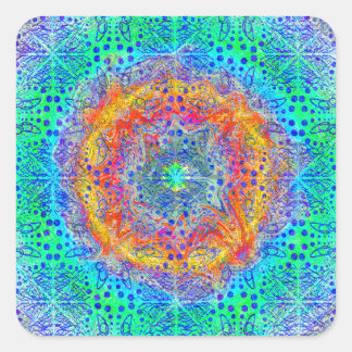 infinite sunrise psychedelic design square sticker
