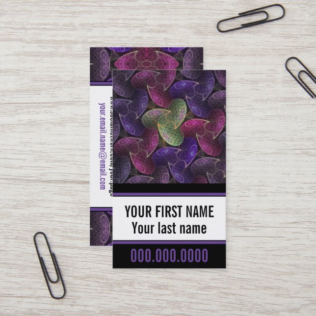 Infinite Wish Purple Abstract Pattern Business Card (Front/Back In Situ)