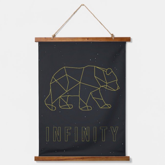 Infinity affirmation poster. yellow origami bear p hanging tapestry (Front)