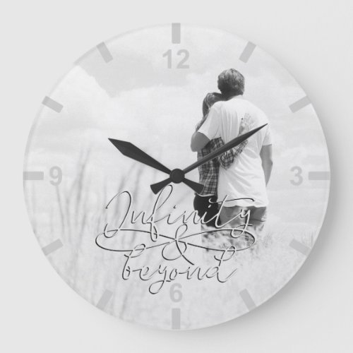 Infinity and Beyond Love Couples Black and White Large Clock