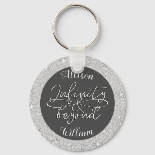 Infinity and Beyond Love Couples Silver Glitter Keychain