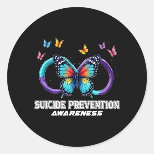 Infinity Butterfly Prevention Awareness Classic Round Sticker