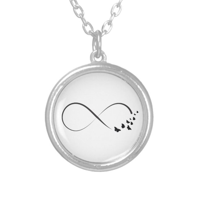 Infinity  butterfly symbol silver plated necklace (Front)