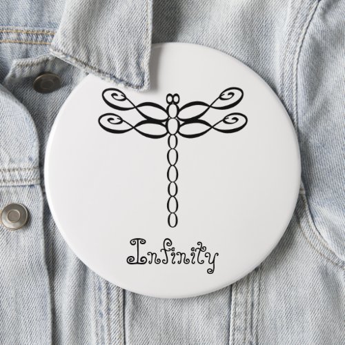 Infinity Dragonfly black design Button
