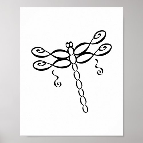 Infinity Dragonfly black design Poster