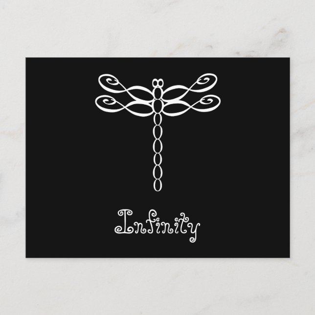 Infinity Dragonfly white design Postcard (Front)