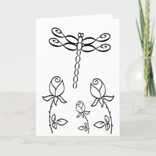 Infinity Dragonfly with Roses "Happy Birthday" Card
