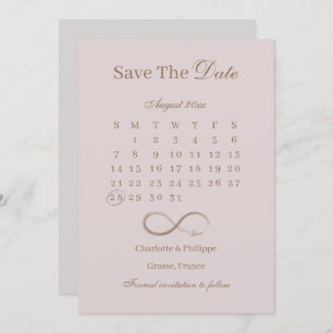 Infinity Dusty Pink Calendar Save The Date Wedding Invitation