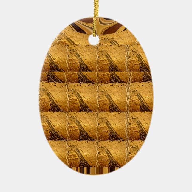 Infinity Golden Giraffe Animal Motif Art Print Ceramic Ornament (Front)