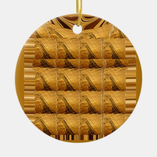 Infinity Golden Giraffe Animal Motif Art Print Ceramic Ornament (Front)