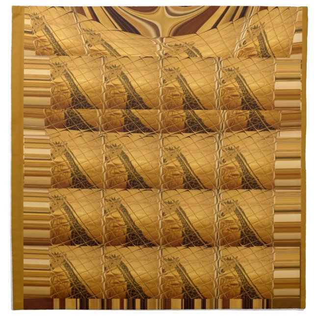 Infinity Golden Giraffe Animal Motif Art Print Cloth Napkin (Front)