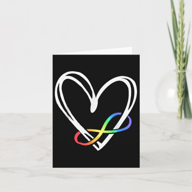 Infinity Heart Autism Awareness Love Needs No Word Card (Front)