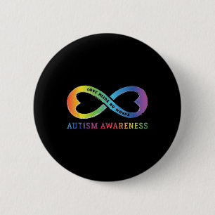 Infinity Heart Love Autism Awareness Needs No Word Button