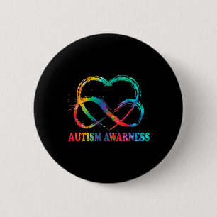 Infinity Heart Love Autism Awareness Needs No Word Button