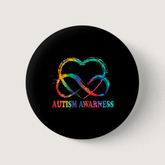 Infinity Heart Love Autism Awareness Needs No Word Button