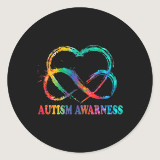 Infinity Heart Love Autism Awareness Needs No Word Classic Round Sticker