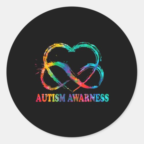 Infinity Heart Love Autism Awareness Needs No Word Classic Round Sticker