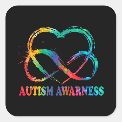 Infinity Heart Love Autism Awareness Needs No Word Square Sticker