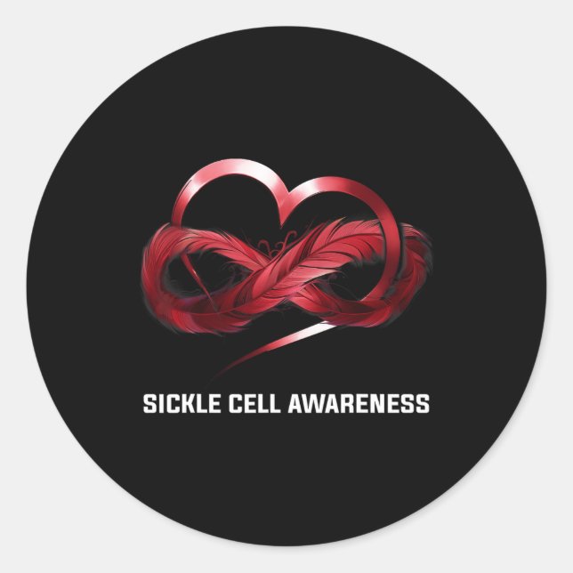 Infinity Heart Sickle Cell Awareness  Classic Round Sticker (Front)
