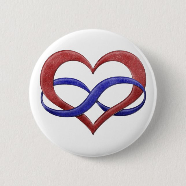 Infinity Heart Symbol Polyamory Pride Flag Colors Button (Front)