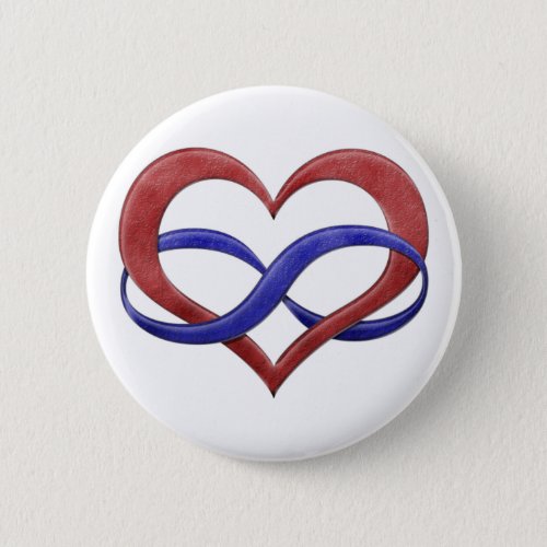 Infinity Heart Symbol Polyamory Pride Flag Colors Button