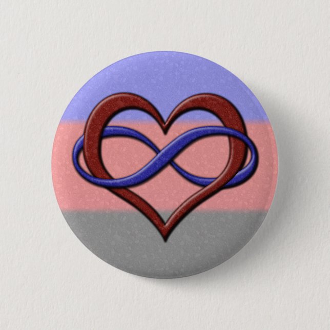 Infinity Heart Symbol Polyamory Pride Flag Colors Button (Front)
