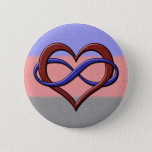 Infinity Heart Symbol Polyamory Pride Flag Colors Button