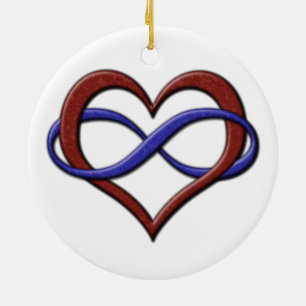 Infinity Heart Symbol Polyamory Pride Flag Colors Ceramic Ornament