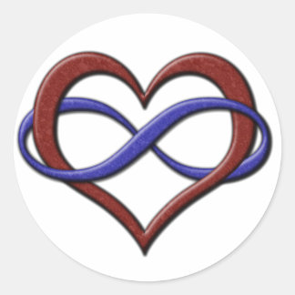 Infinity Heart Symbol Polyamory Pride Flag Colors Classic Round Sticker
