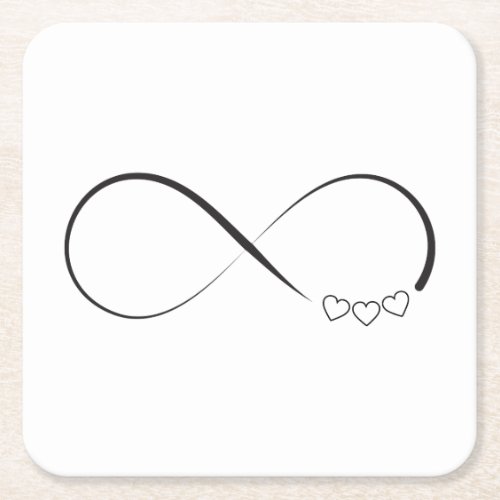 Infinity hearts symbol square paper coaster