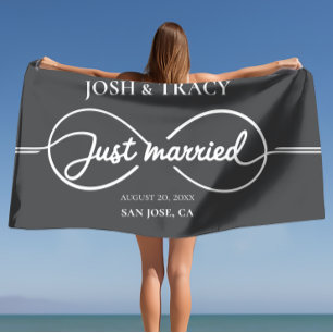 Infinity Just Married, Mr & Mrs, Honeymoon, Names Beach Towel