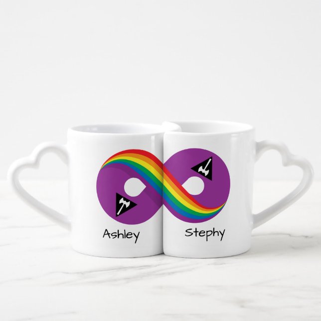 Infinity Labrys Lesbian Pride Lovers BFF Custom Coffee Mug Set (Front Nesting)