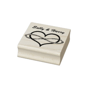 Infinity lemniscate heart BiColor gold silver Rubber Stamp
