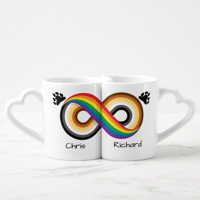 Infinity LGBT Bear Pride Lovers Custom Coffee Mug Set (Front Nesting)