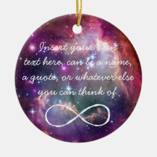 Infinity loop and galaxy space hipster background ceramic ornament