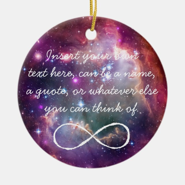 Infinity loop and galaxy space hipster background ceramic ornament (Front)