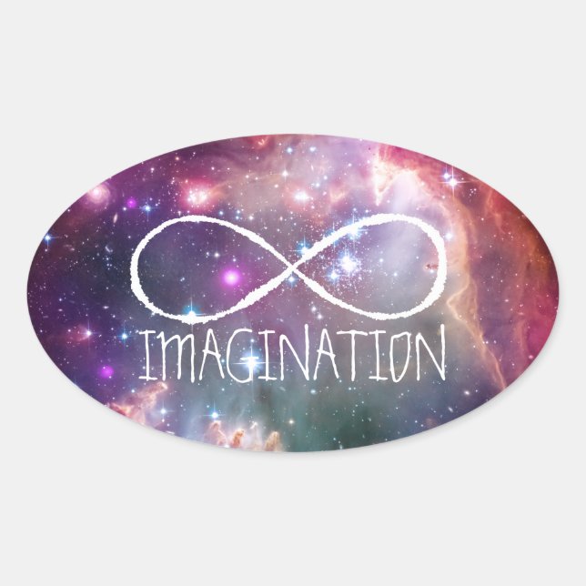 Infinity loop and galaxy space hipster background oval sticker (Front)